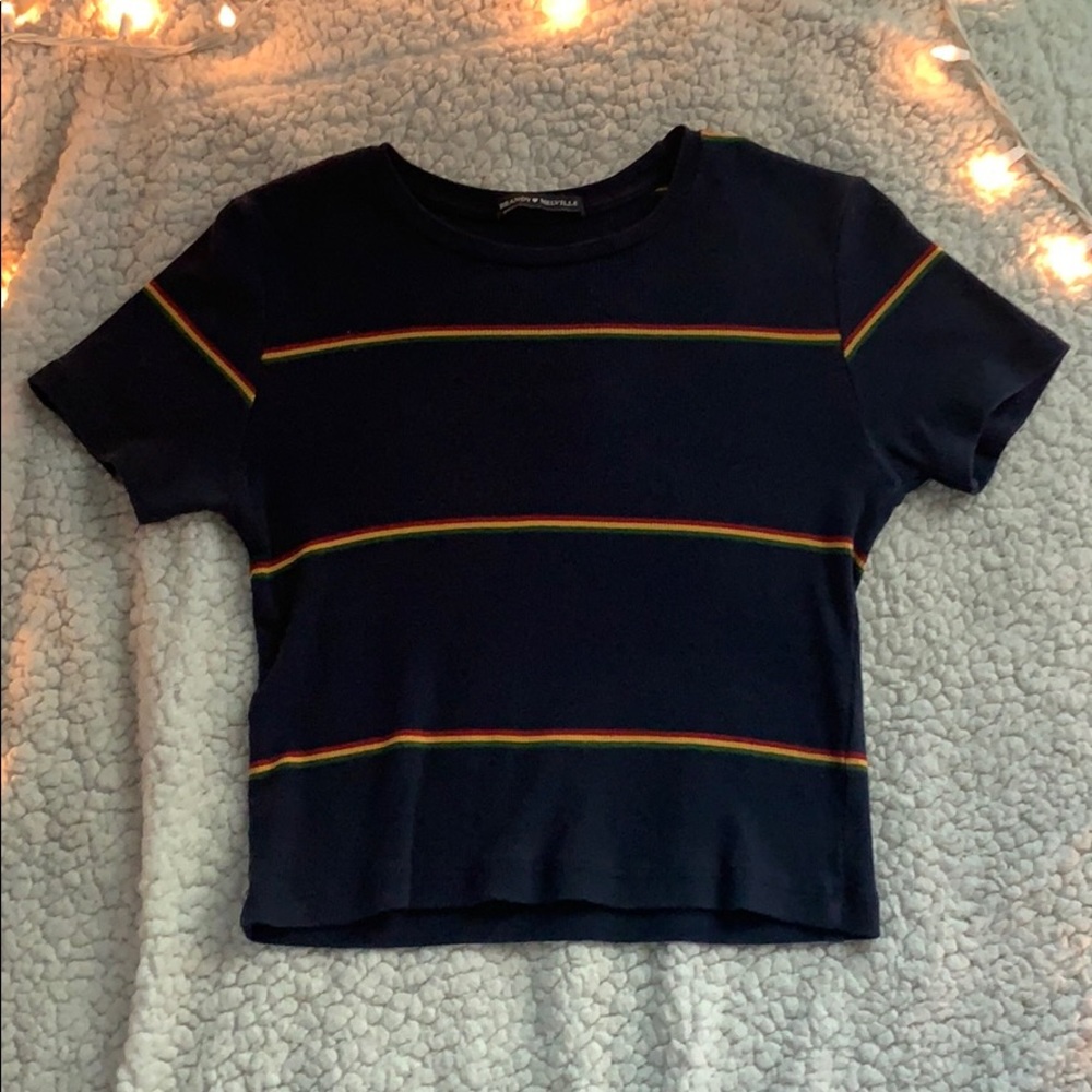 COPY - Cropped navy blue T-Shirt multicolored str…